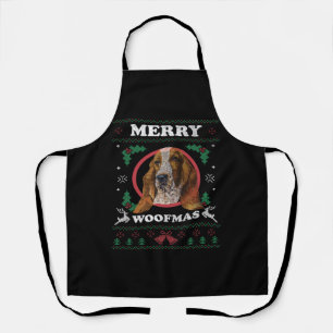 Basset Hound Merry Woofmas Christmas Dog Gift Apron