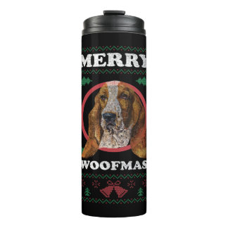 Basset Hound Merry Woofmas Christmas Dog Gift   Thermal Tumbler