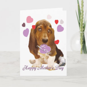 Basset Hound Mothe's Day Card