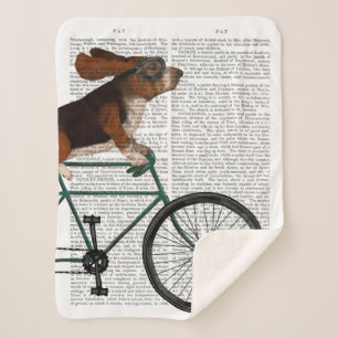 Basset Hound on Bicycle Sherpa Blanket