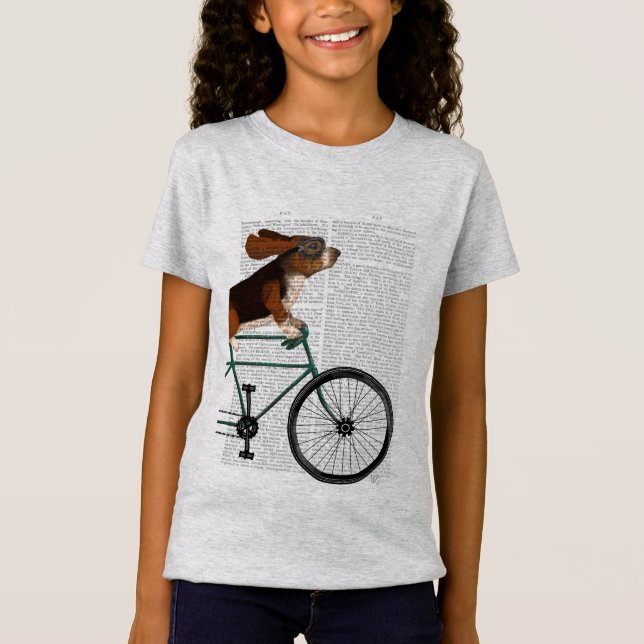 Basset Hound on Bicycle T-Shirt (Front)
