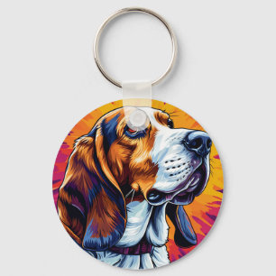 🐶 Basset Hound On Colour Splash For Daily use Key Ring