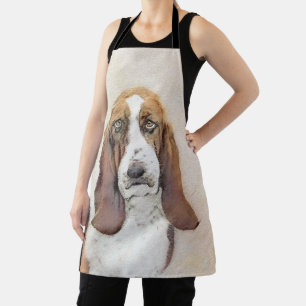 Basset Hound Painting - Cute Original Dog Art Apron