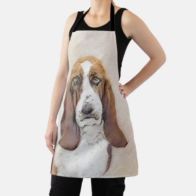 Basset Hound Painting - Cute Original Dog Art Apron (Insitu)