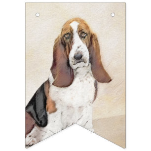 Basset Hound Painting - Cute Original Dog Art Bunting