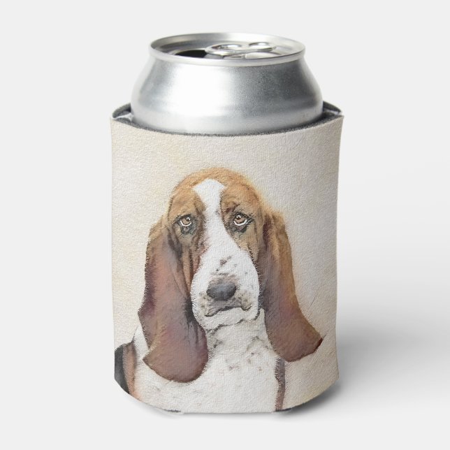 Basset Hound Painting - Cute Original Dog Art Can Cooler (Can Front)