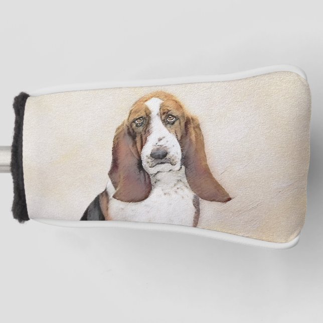 Basset Hound Painting - Cute Original Dog Art Golf Head Cover (Front)