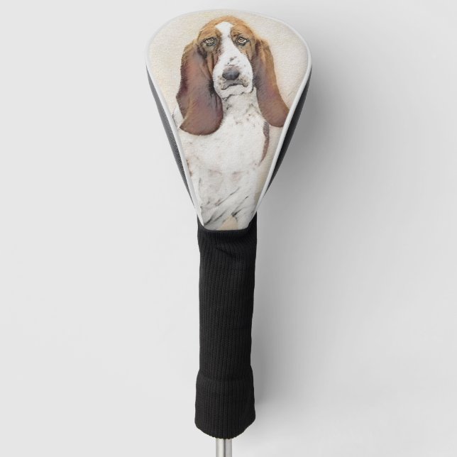 Basset Hound Painting - Cute Original Dog Art Golf Head Cover (Front)