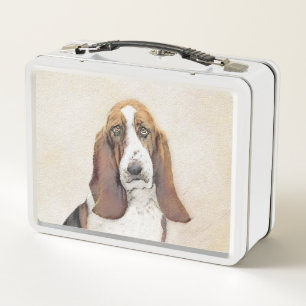 Basset Hound Painting - Cute Original Dog Art Metal Lunch Box