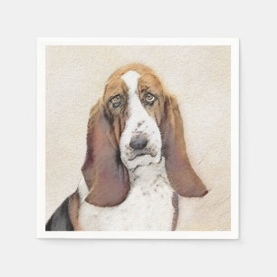 Basset Hound Painting - Cute Original Dog Art Napkin