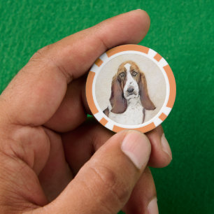 Basset Hound Painting - Cute Original Dog Art Poker Chips