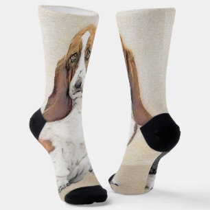 Basset Hound Painting - Cute Original Dog Art Socks