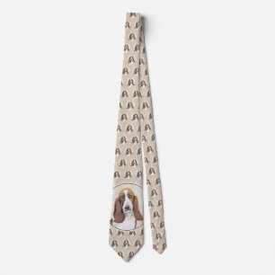 Basset Hound Painting - Cute Original Dog Art Tie