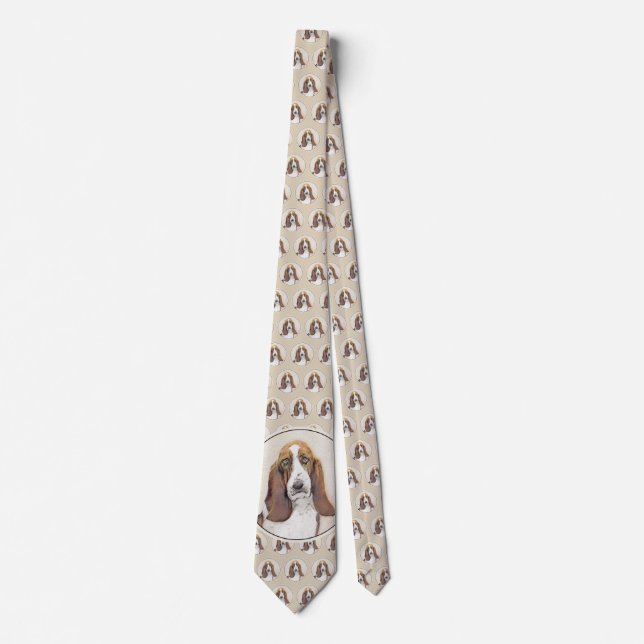 Basset Hound Painting - Cute Original Dog Art Tie (Front)