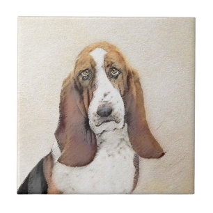 Basset Hound Painting - Cute Original Dog Art Tile
