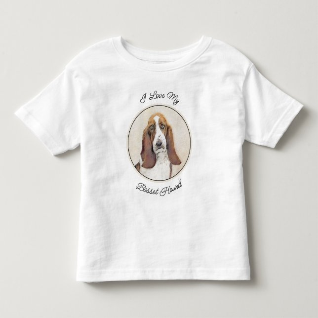 Basset Hound Painting - Cute Original Dog Art Toddler T-Shirt (Front)