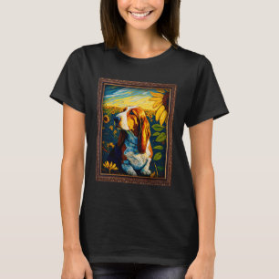 Basset Hound Painting Sunflower Flower Mum Women F T-Shirt
