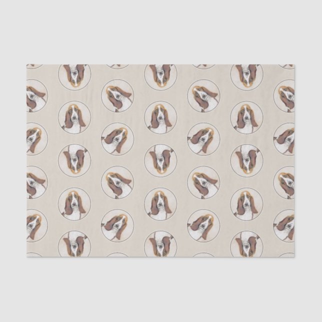 Basset Hound Painting Tri Tri-colour Cute Dog Art Tissue Paper (Front)