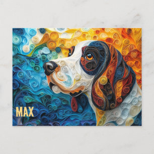 Basset Hound Paper Quilling Art Dog Portrait Postcard