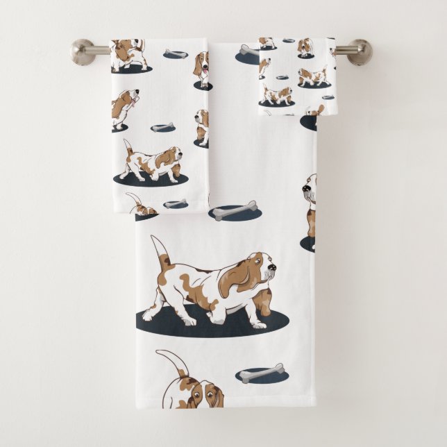 Basset Hound Pattern Bath Towel Set (Insitu)