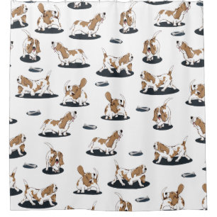 Basset Hound Pattern Shower Curtain