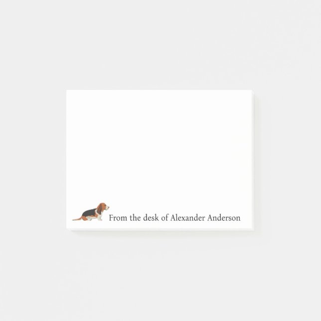 Basset Hound Personalise Post-it Notes (Front)