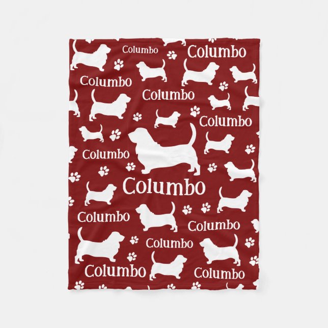 Basset Hound Personalised Dog Blanket Cranberry (Front)