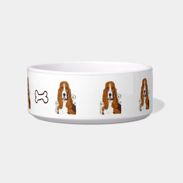 Basset Hound Personalised Dog Dish (Front)