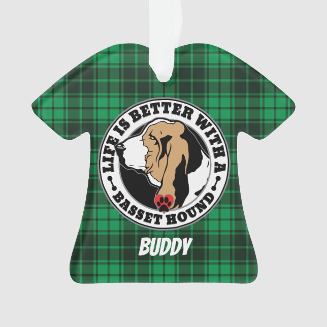 Basset Hound Personalised Life Is Better Ornament (Front)