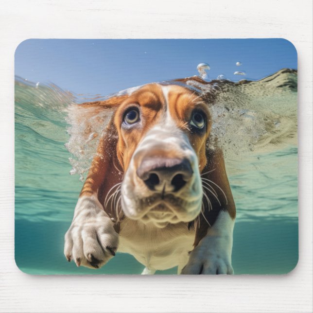Basset Hound Pet Dog Animal Fun Playing  Mouse Mat (Front)