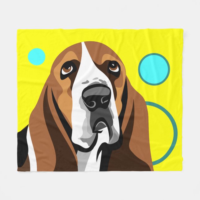 Basset Hound Picture Fleece Blanket (Front (Horizontal))
