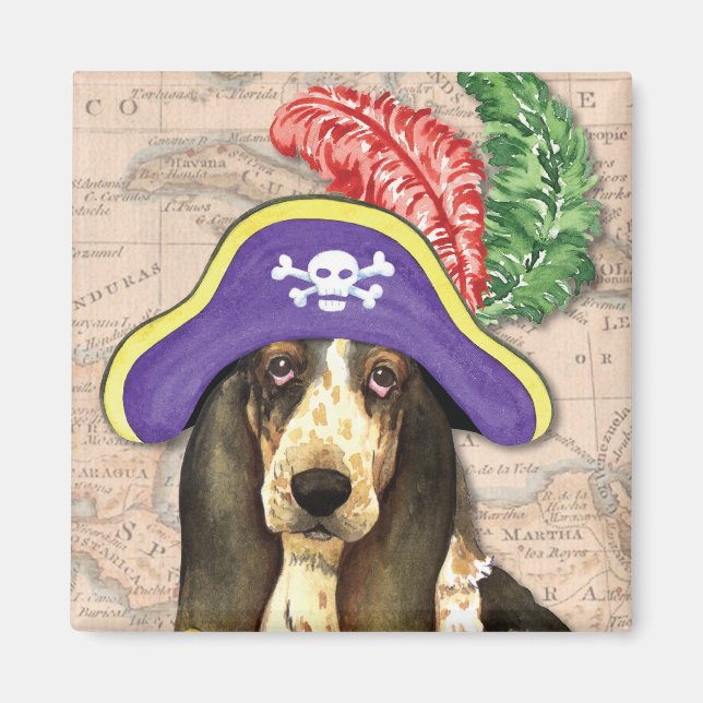 Basset Hound Pirate Magnet (Front)