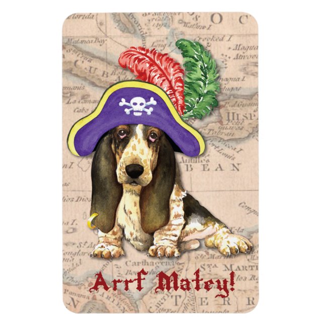 Basset Hound Pirate Magnet (Vertical)