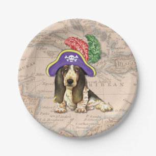 Basset Hound Pirate Paper Plate