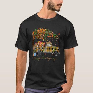 Basset Hound Plaid Pumpkin Truck Autumn Fall Thank T-Shirt