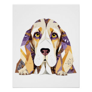 Basset Hound Playful Adorable Fun Animal Colourful Poster