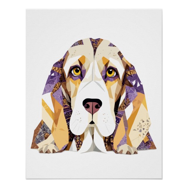 Basset Hound Playful Adorable Fun Animal Colourful Poster (Front)