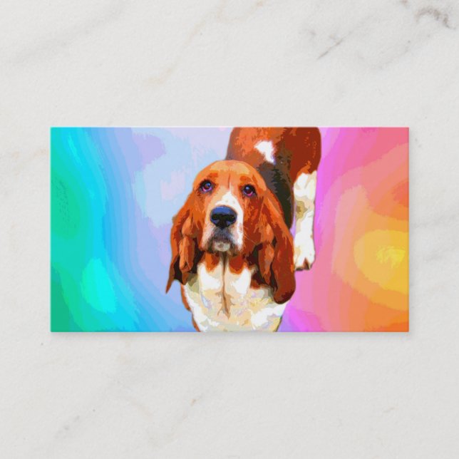 Basset Hound Pop Art Business Cards (Front)