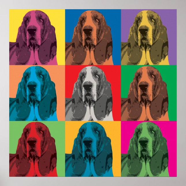 Basset Hound Pop-Art Poster (Front)