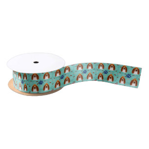 Basset Hound Portrait Satin Ribbon