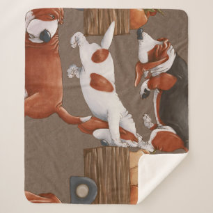 Basset Hound Pumpkin Harvest Pattern Sherpa Blanket