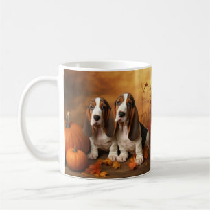 Basset Hound Puppy Autumn Delight Pumpkin  Coffee Mug