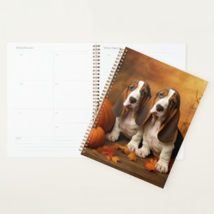 Basset Hound Puppy Autumn Delight Pumpkin  Planner