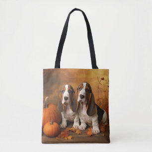 Basset Hound Puppy Autumn Delight Pumpkin  Tote Bag