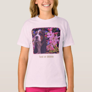 Basset Hound Puppy Blossoms Dog Art T-Shirt