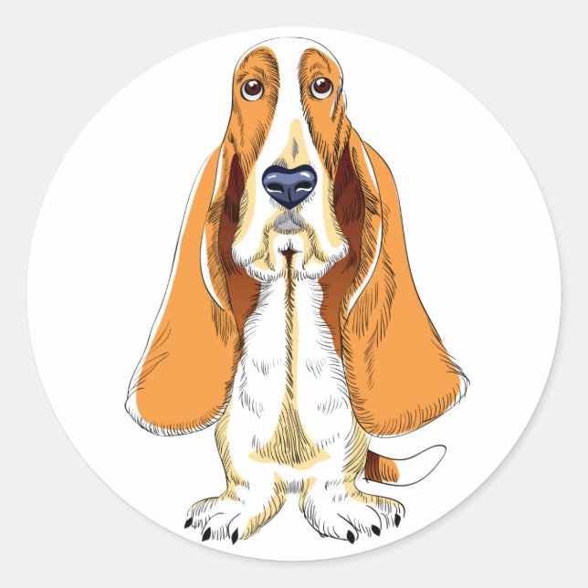 Basset Hound Puppy Dog Sticker / Label (Front)