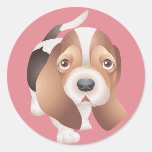 Basset Hound Puppy Dog Sticker / Label