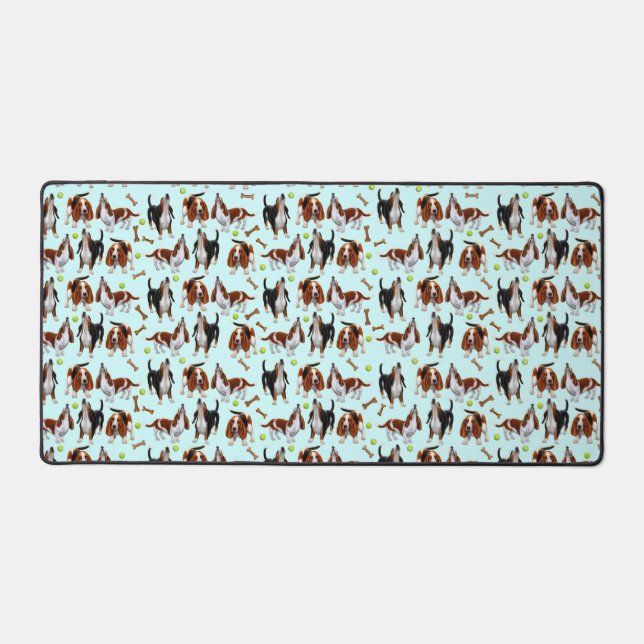 Basset Hound Puppy Dogs Desk Mat (Front)