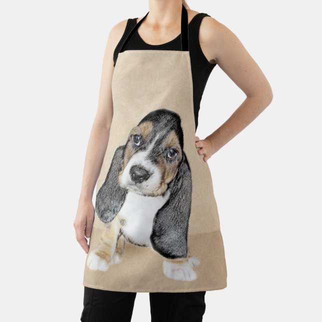 Basset Hound Puppy Painting - Original Dog Art Apron (Insitu)