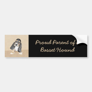 Basset Hound Puppy Painting - Original Dog Art Bumper Sticker